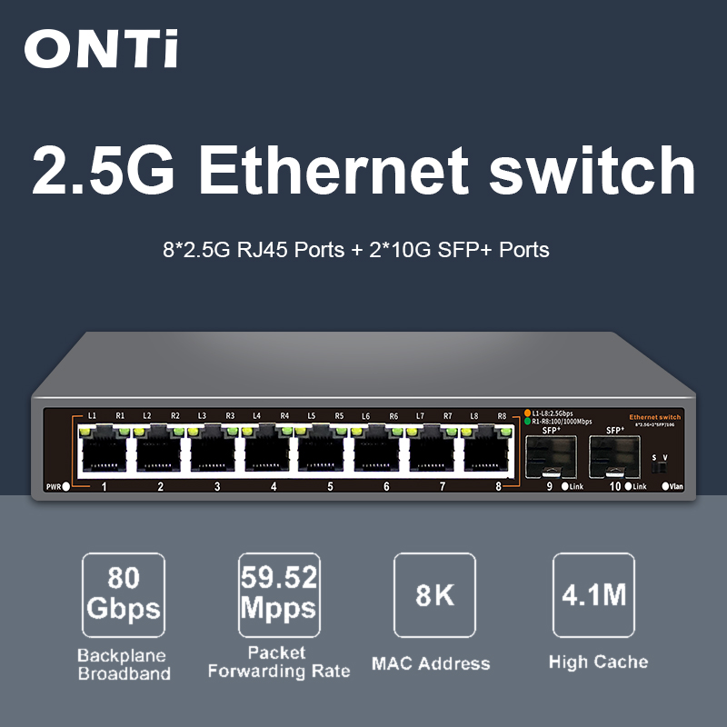 8 Port 2.5G Switch Unmanaged - ONTi 2.5G Unmanaged Ethernet Switch 8