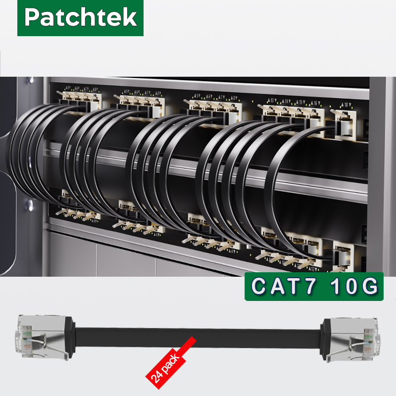 Switch 24 Port 10G Uplink - Patchtek Cat7 24 Pack Slim Cat7