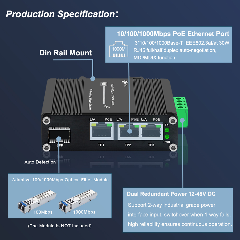 Mini Industrial 4 Port 10/100/ - Industrial Switch Din Rail Gigabit review and price