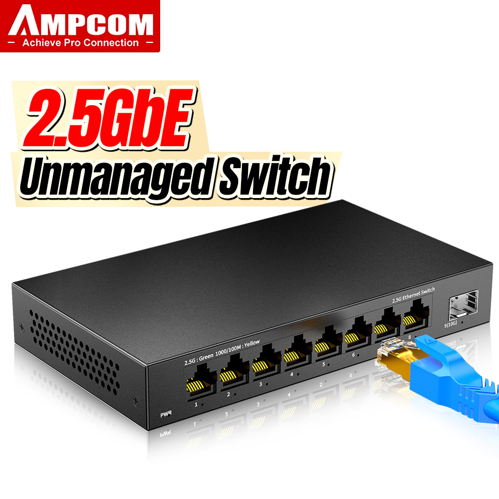 AMPCOM 8 Port 2.5Gigabit Ether - 10G Sfp+ Switch 8 Port review and price