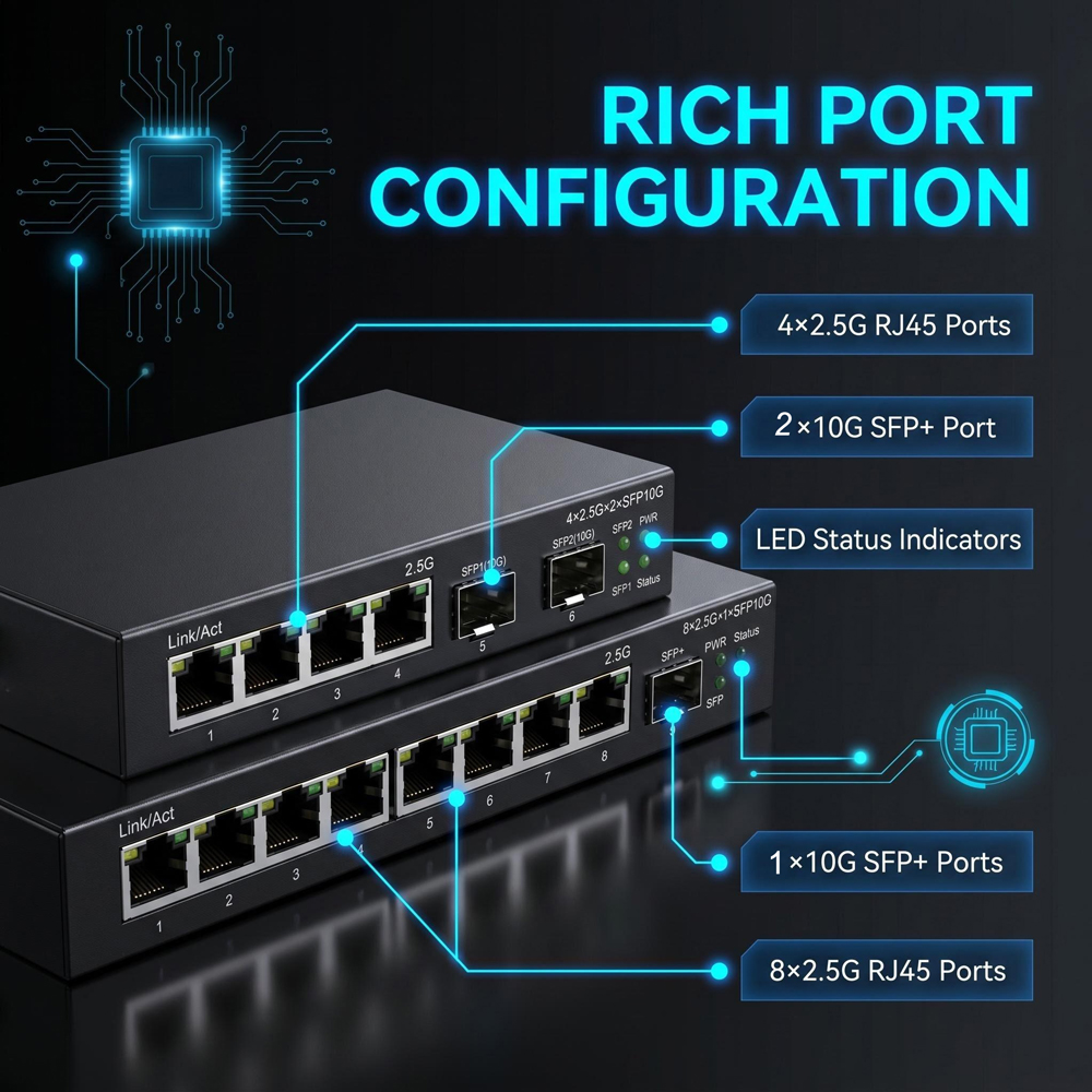 2.5G Ethernet Switch 4/8 Port  - 10G Sfp+ Switch 8 Port review and price