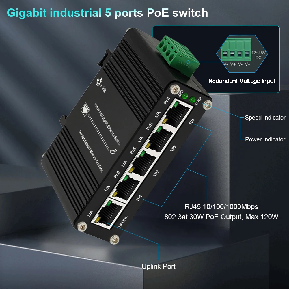 5-Port Industrial Gigabit Ethe - Industrial Switch Din Rail Gigabit review and price